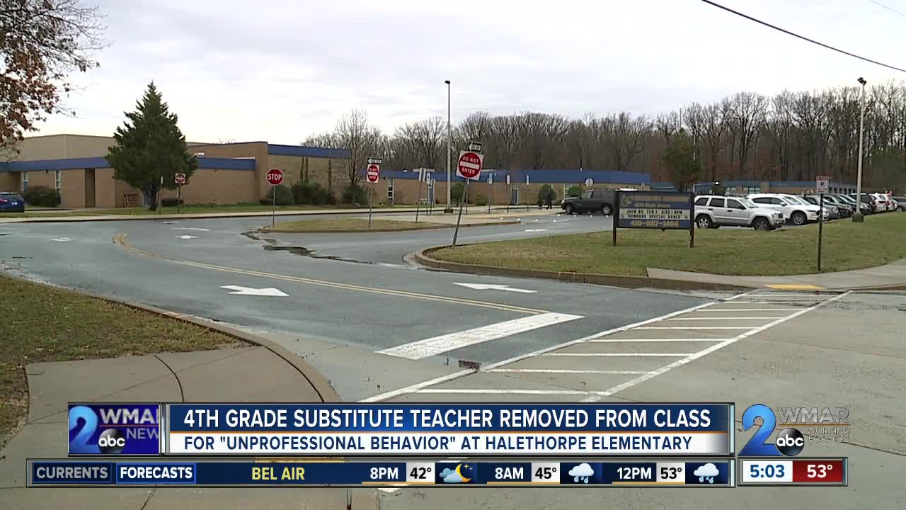 4th grade substitute teacher removed from class at Halethorpe Elementary