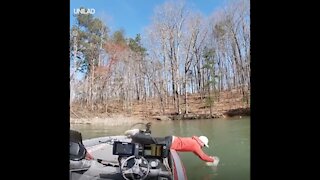 When your rod fails you, but you're determined to land the catch...