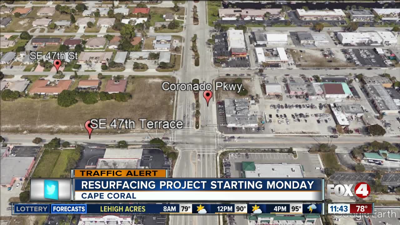 Resurfacing project starting Monday