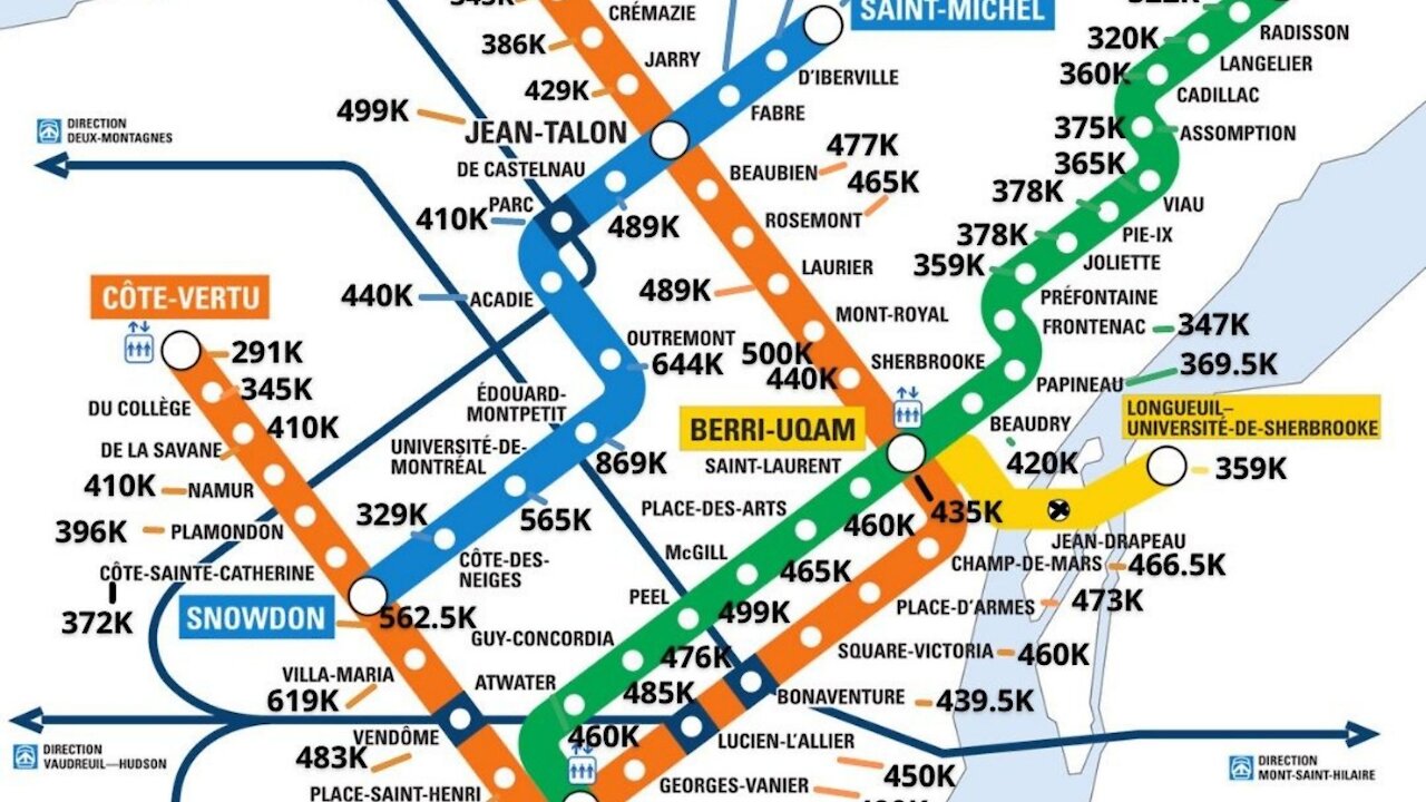 Cette carte te montre le prix médian des condos selon la station de métro à Montréal