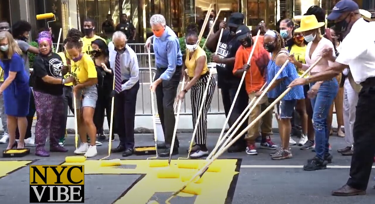 Crowds Gather to Celebrate Painting of Black Lives Matter Mural on 5th Avenue