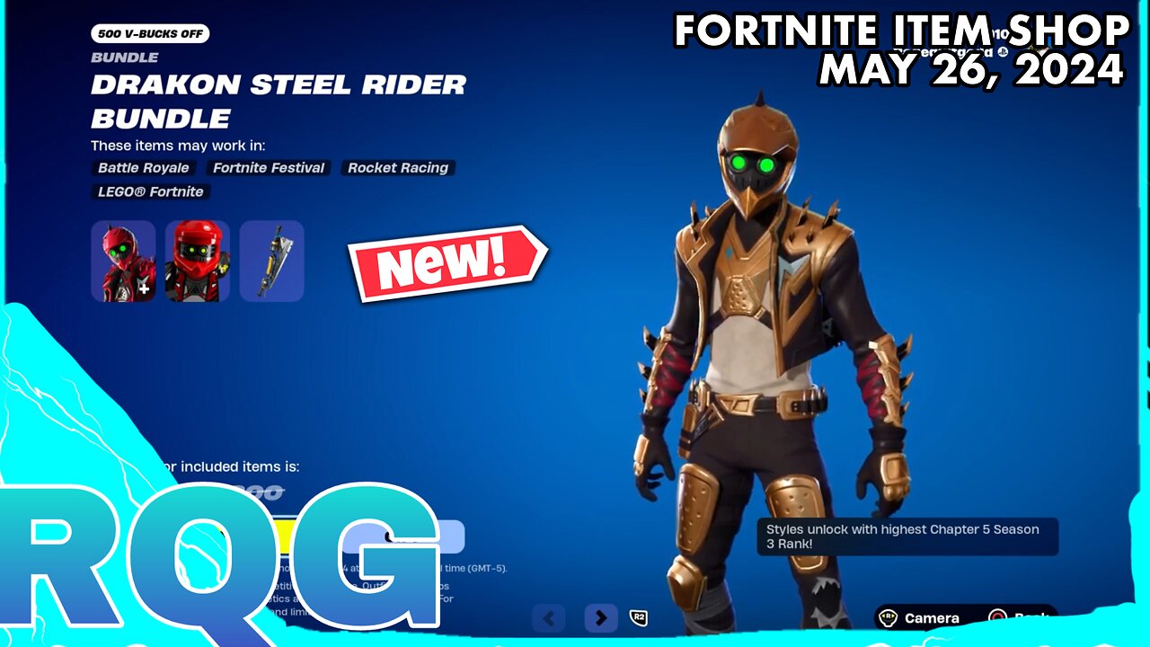 "NEW" DRAKON STEEL RIDER RANKED SKIN IS HERE! FORTNITE ITEM SHOP (May 26, 2024)