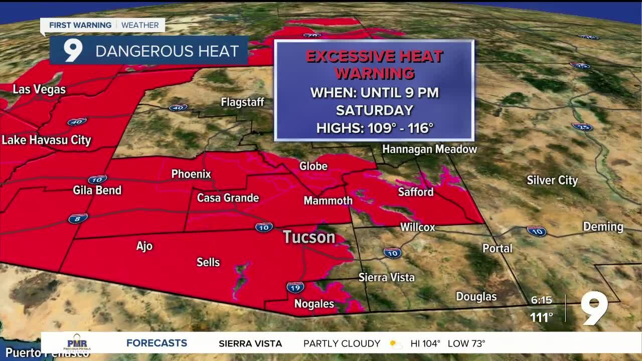 Excessive Heat Warnings remain in effect through Saturday