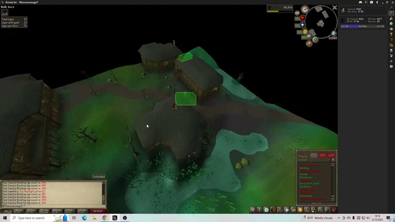 Ironman: Canifis Agility Course Cubed... Really Just Mining Marks of the Grace