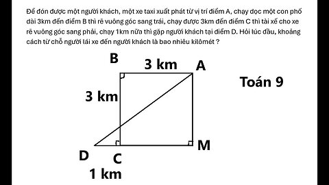 Toán 9: Để đón được một người khách, một xe taxi xuất phát từ vị trí điểm A, chạy dọc một con phố