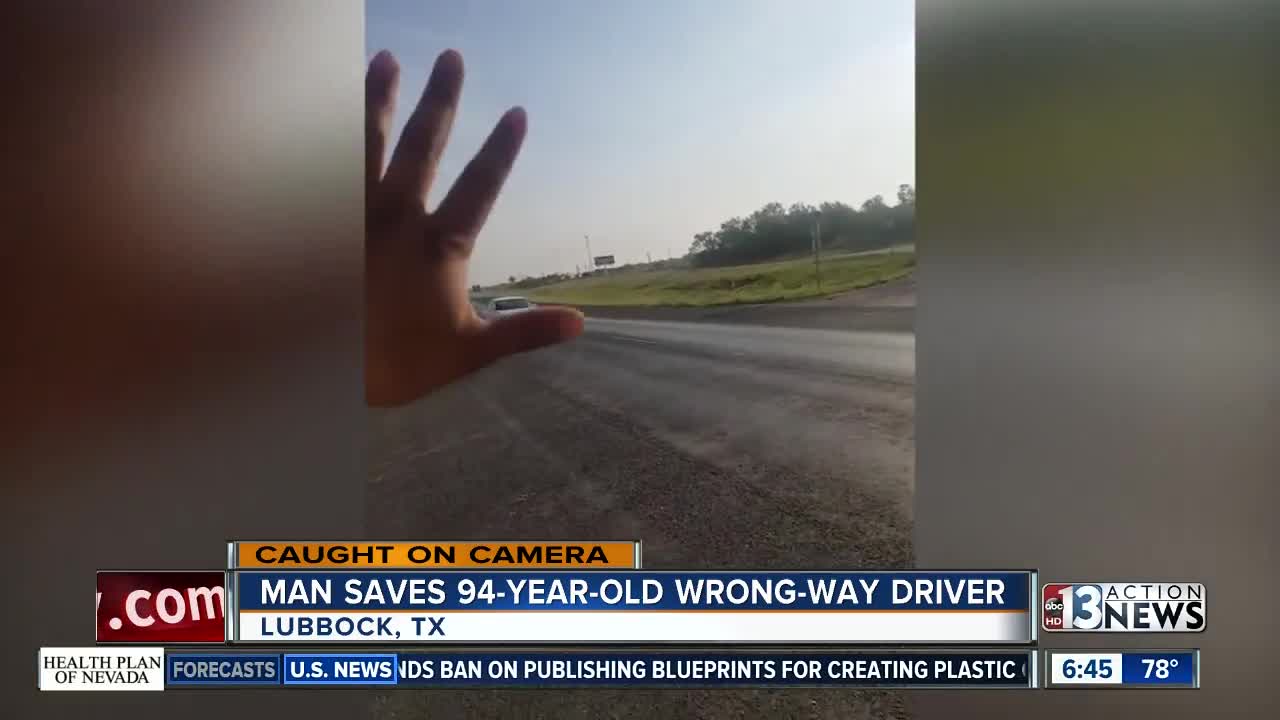 Man stops elderly woman driving wrong way