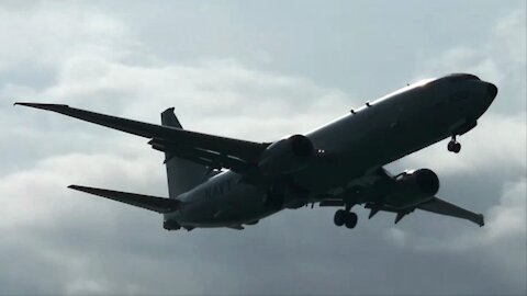 USN P-8 Poseidon landing at Kadena AB