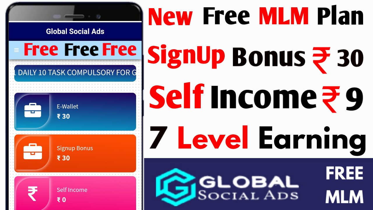 New Free MLM Plan | Signup Bonus ₹30 | Self Income 9 | 7 Level Earning | New Mlm Plan Launch 2021