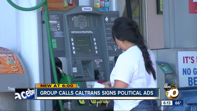 Group calls Caltrans signs political ads