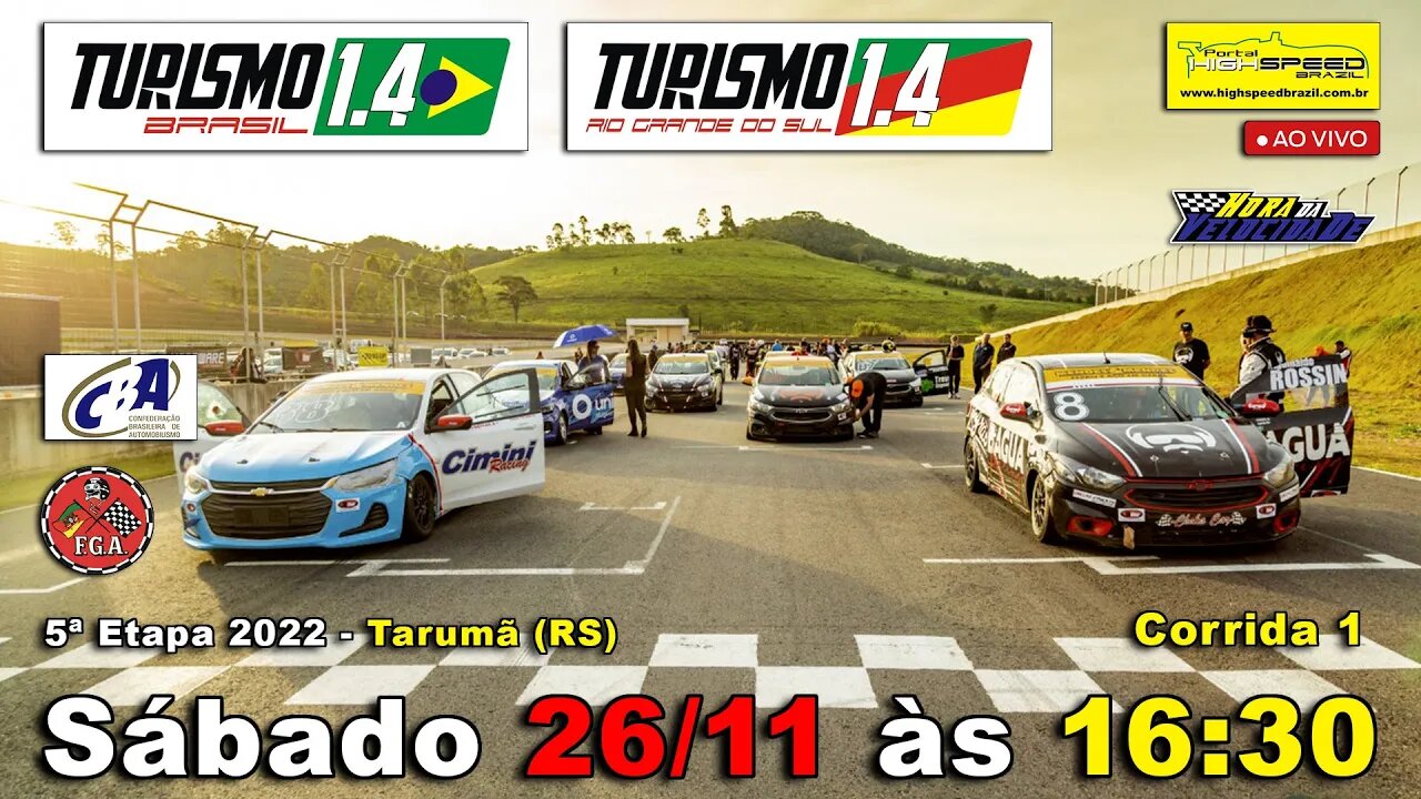 TURISMO 1.4 BR/RS | Corrida 1 | FINAL 5ª Etapa 2022 - Tarumã (RS) | Ao Vivo