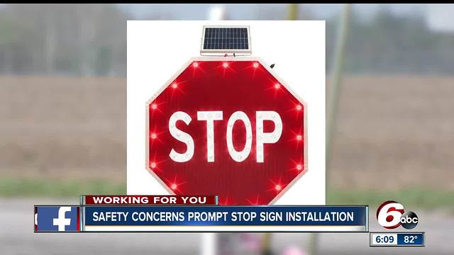 Safety concerns prompt solar powered stop sign installation in Columbus