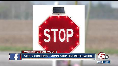 Safety concerns prompt solar powered stop sign installation in Columbus