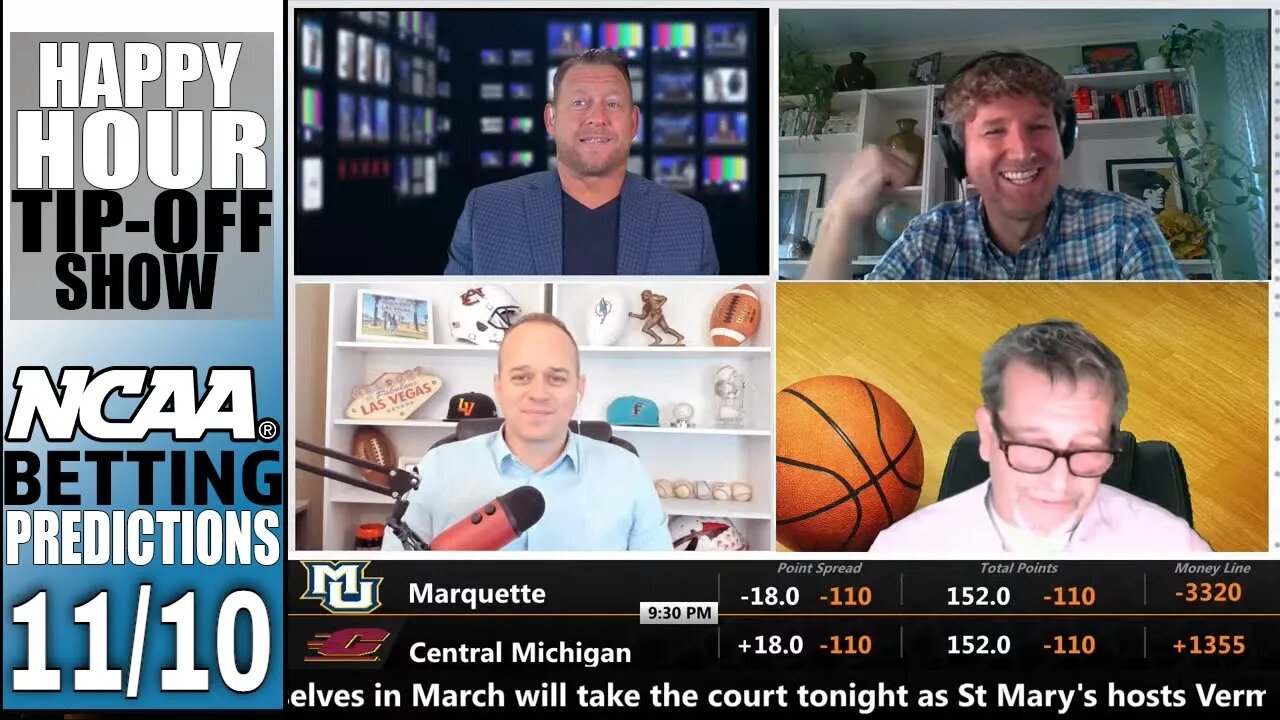 College Basketball Picks, Predictions and Odds | Happy Hour Tip-Off Show for November 10