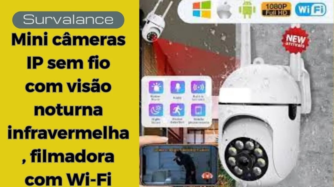 Survalance, 720P Mini câmeras IP sem fio com visão noturna infravermelha, filmadora com Wi-Fi