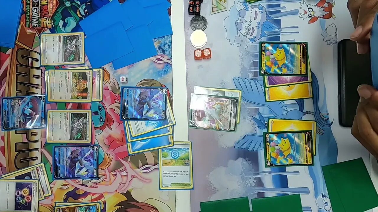 Kyurem VMAX/Radiant Eternatus vs Arceus VStar/Flying Pikachu VMAX at @pocketsloths7162 | Pokemon TCG