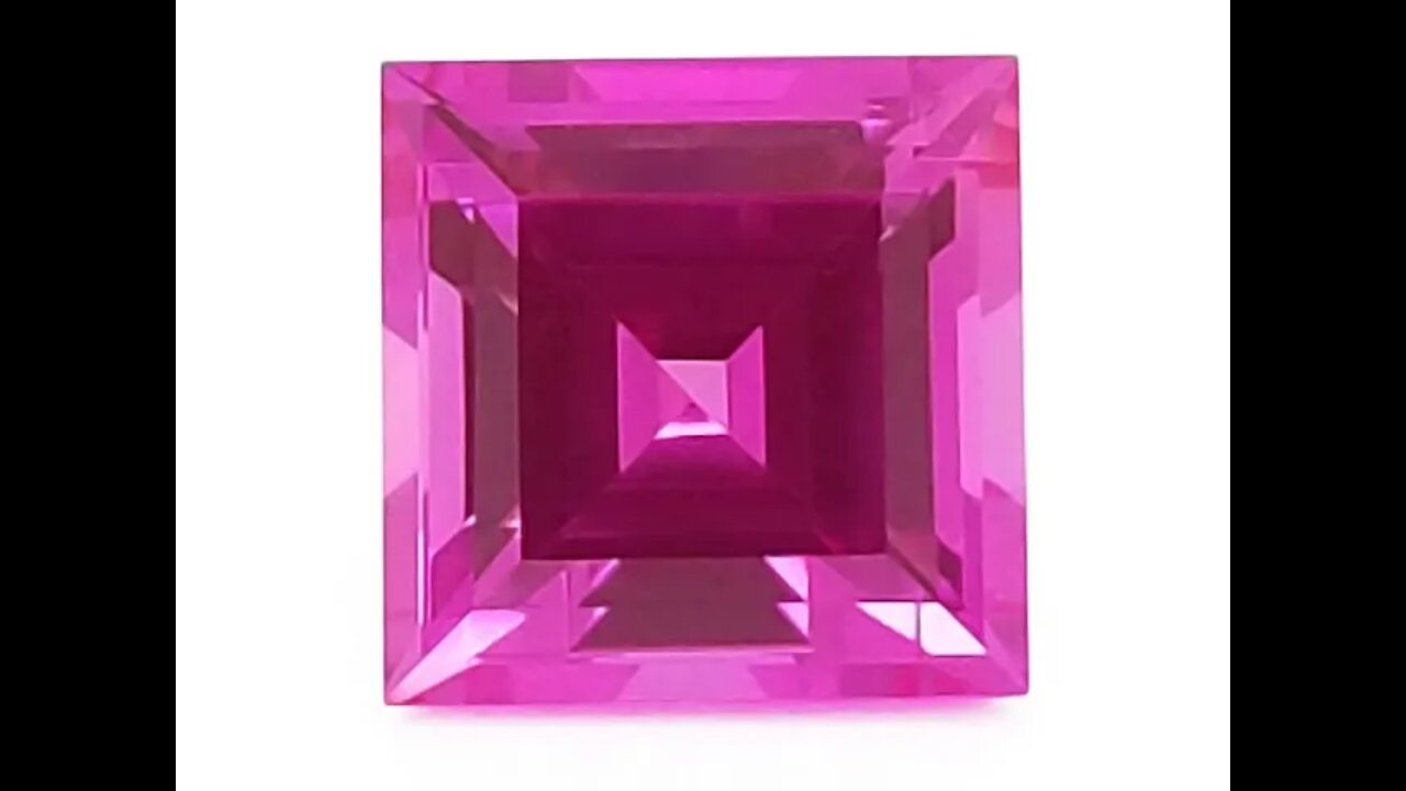 Chatham Created Square Step Cut Pink Sapphire: Lab-grown square step cut pink sapphire