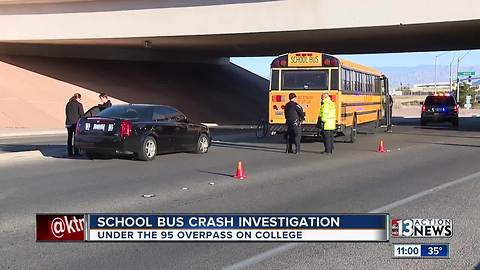 School bus involved in a crash under the U.S. 95 overpass on College Drive