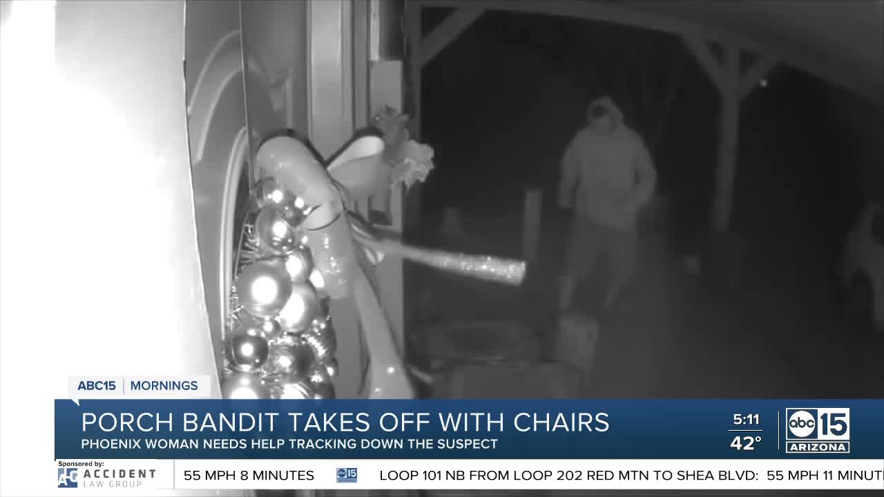 Porch bandits steal woman's custom made chairs