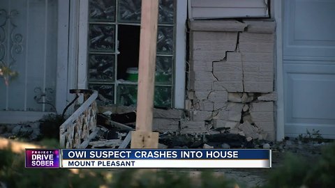 Car vs. house crash leads to two OWI arrests in Mt. Pleasant