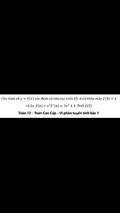 Cho hàm số y=f(x) xác định và liên tục trên (0;+∞) thỏa mãn f(1)=1và 2xf(x)+x^2 f'(x)=3x^2+1. f(2)
