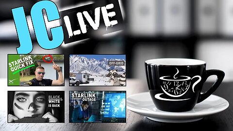 JC LIVE Hangout - Starlink Outage - B&W Photo - Off-Grid Living