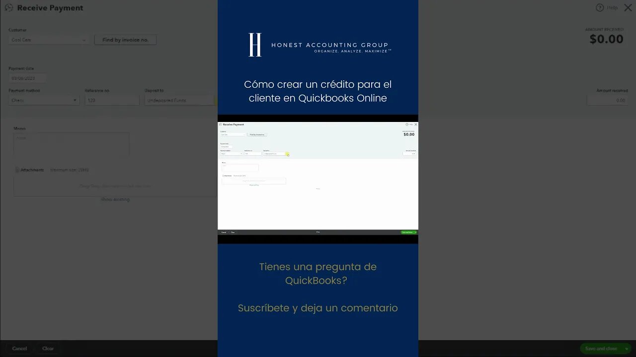 Como crear un credito para el cliente en Quickbooks Online #shorts #quickbooksonline