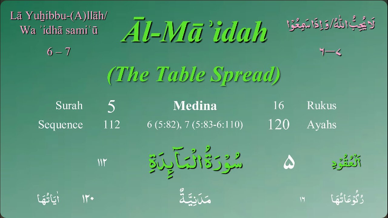 005 Surah Al Maida by Mishary Al Afasy (iRecite)