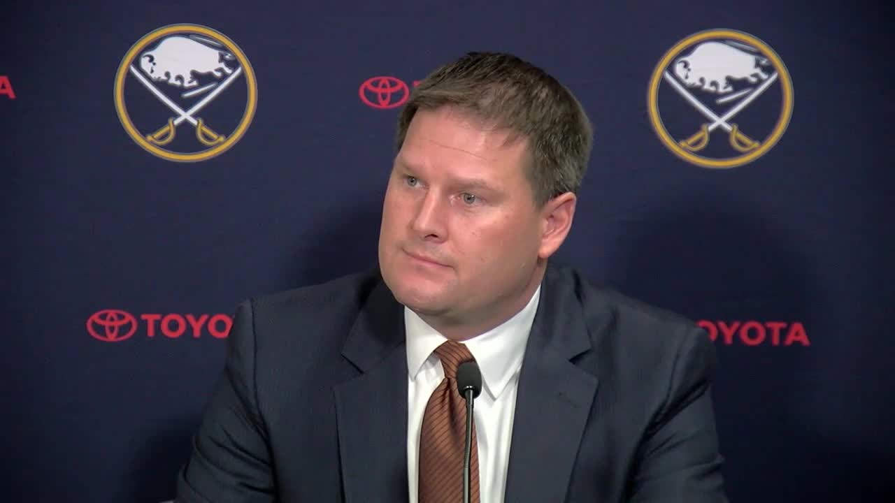 Buffalo Sabres GM Jason Botterill addresses the media following the hiring of Ralph Krueger as head coach