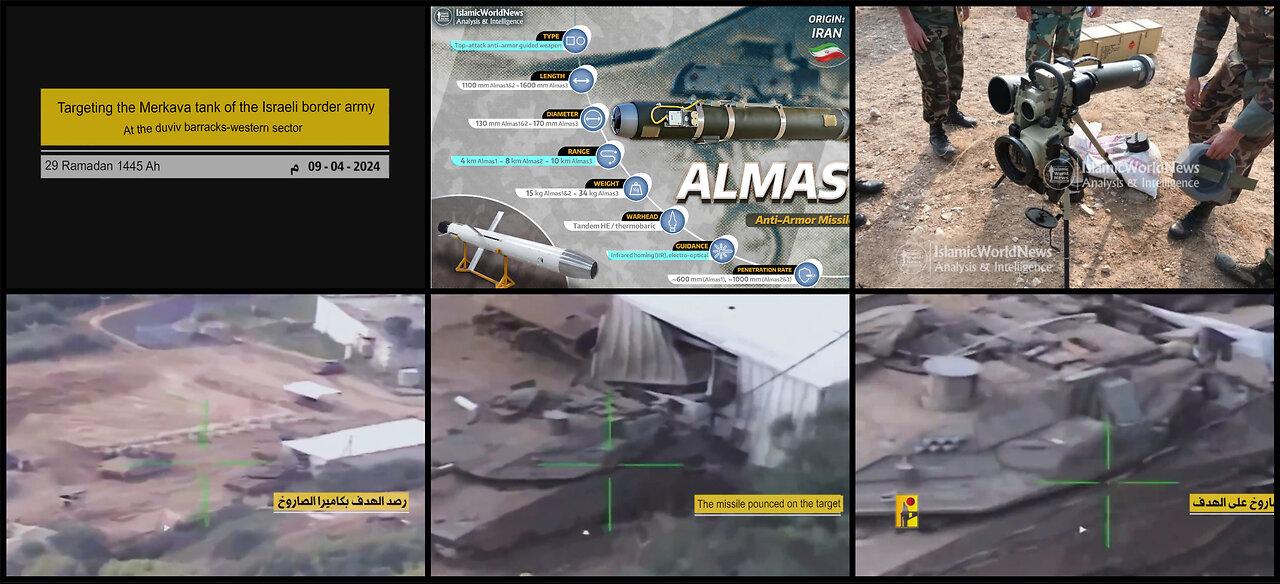 Hezbollah hits Merkava tank with Almas TV Guided ATGM missile
