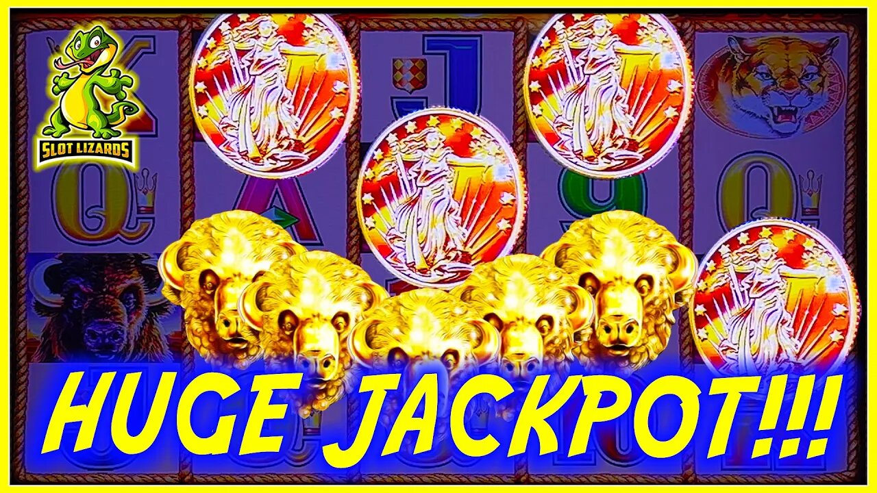 4 COIN HUGE JACKPOT!!! EPIC! SO MANY RETRIGGERS! Buffalo Gold Slot