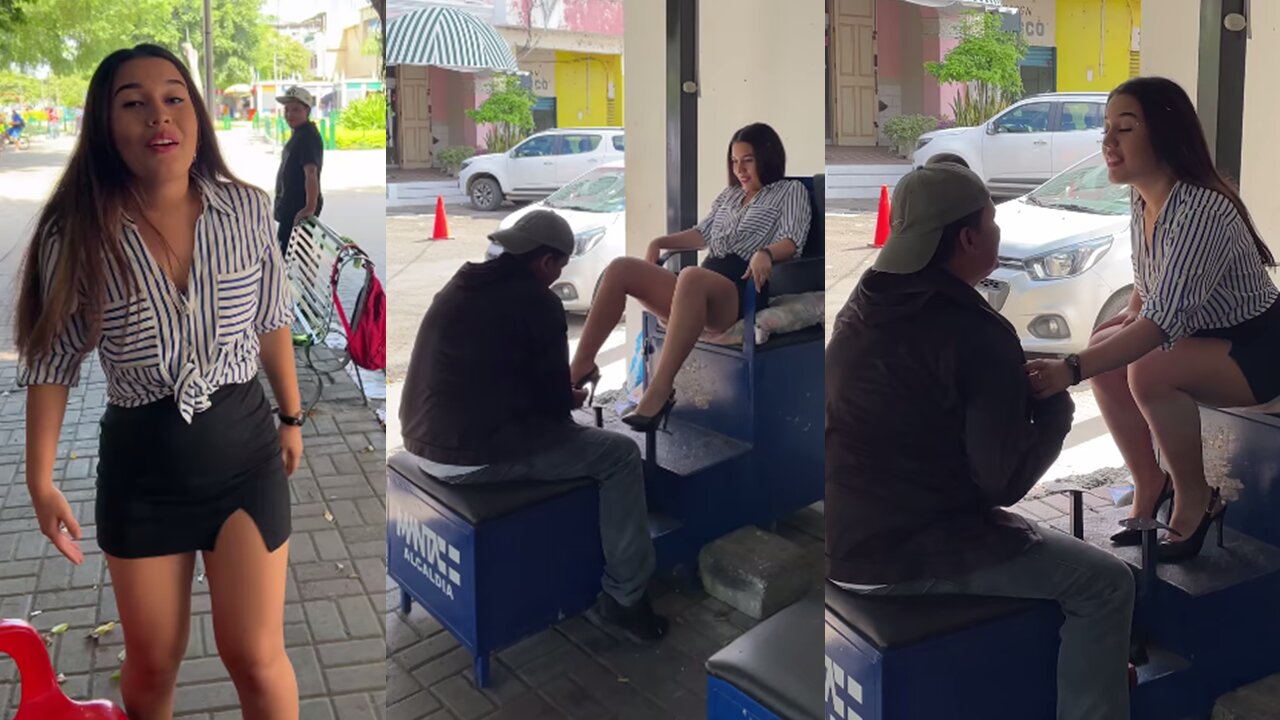 He cleaned her shoes in exchange for a kiss, look at the end that happened