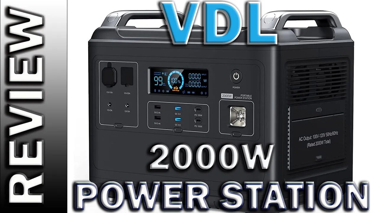 VDL Portable Power Station 2000W LiFePO4 Battery Fully Charged In 2 Hours 1997Wh Solar Generator