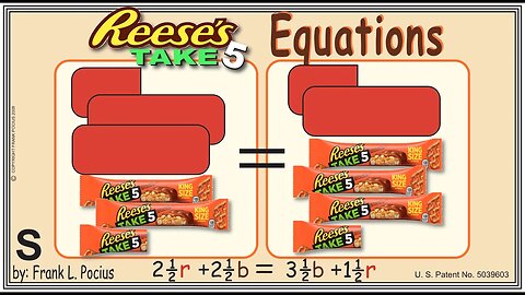 VISUAL REESES TAKE-5 2.5r+2.5b=3.5b+1.5r EQUATION _ SOLVING EQUATIONS _ SOLVING WORD PROBLEMS