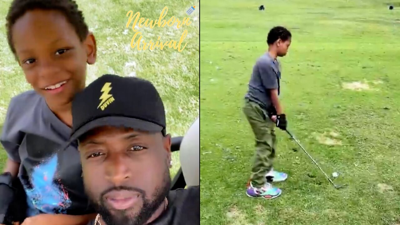 Dwyane Wade Takes Son Xavier Golfing! 🏌🏾‍♂️