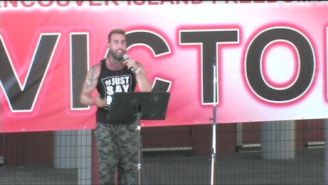 Chris Sky speaks at the Victoria Freedom Rally