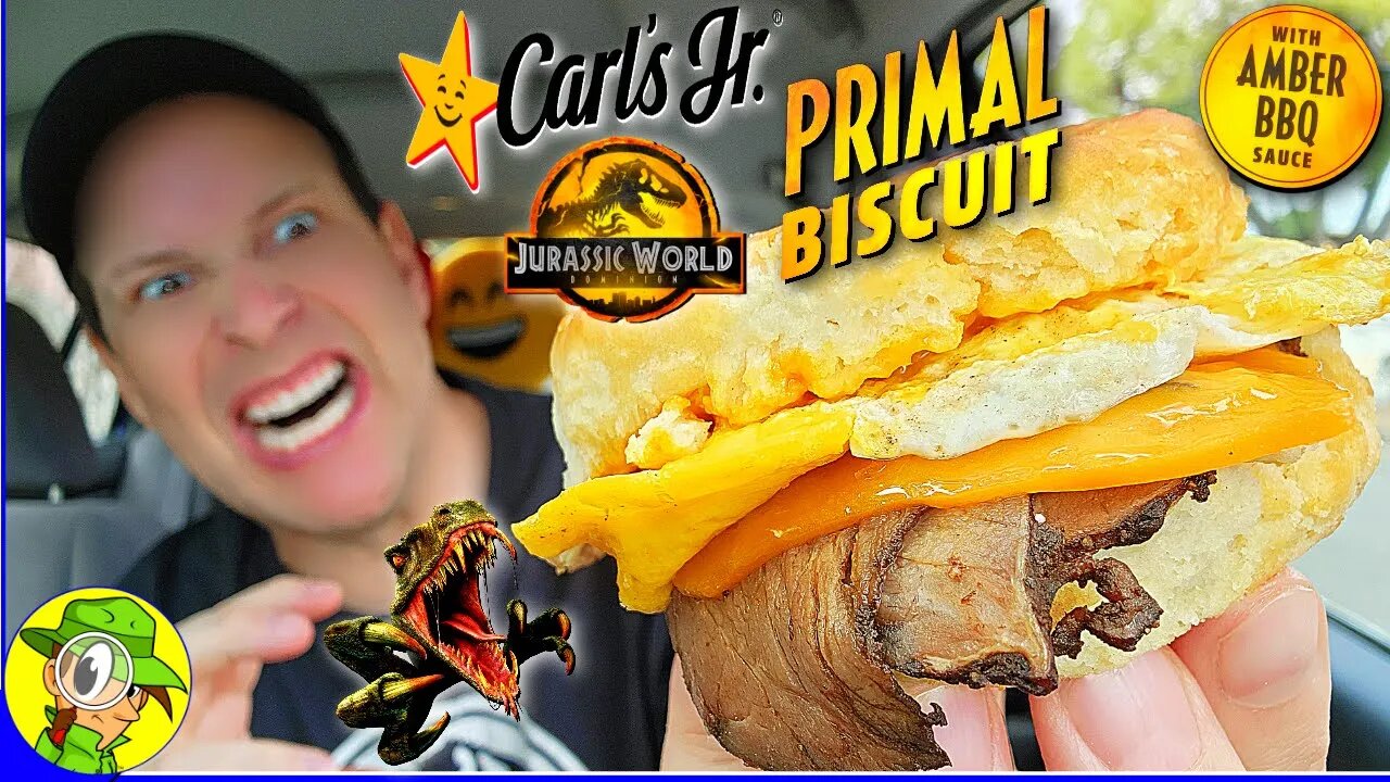 Carl's Jr.® ⭐ PRIMAL BISCUIT WITH PRIME RIB Review 🍖🍳 Jurassic World Dominion 🦖 Peep THIS Out! 🕵️‍♂️