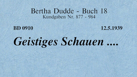 BD 0910 - GEISTIGES SCHAUEN ....