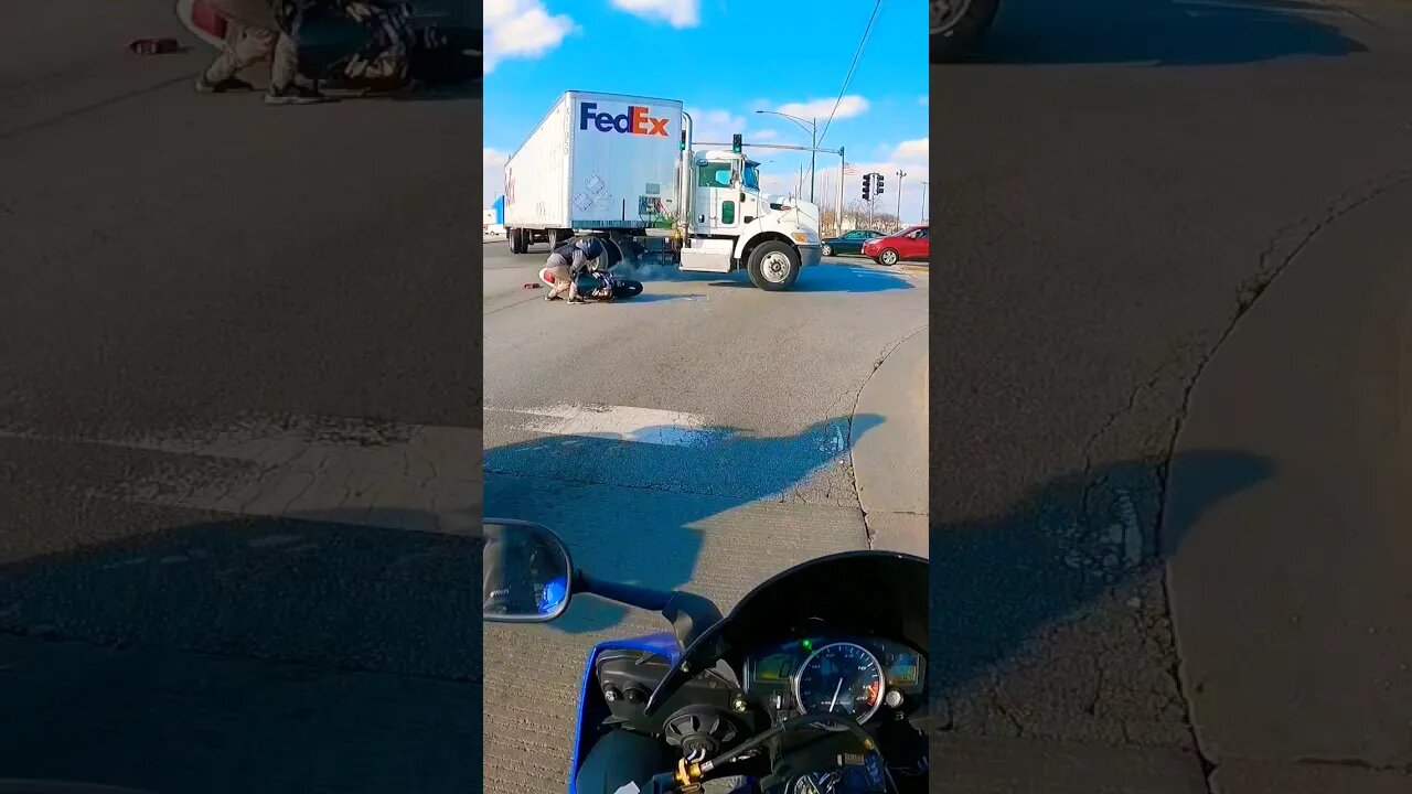 SEMI TRUCK turned in front of HIM #bikelife #motovlog #crazy