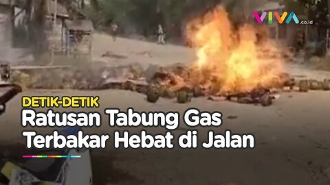 NGERI! Ratusan Tabung Gas pada Bak Truk Berkobar, Ini Pemicunya