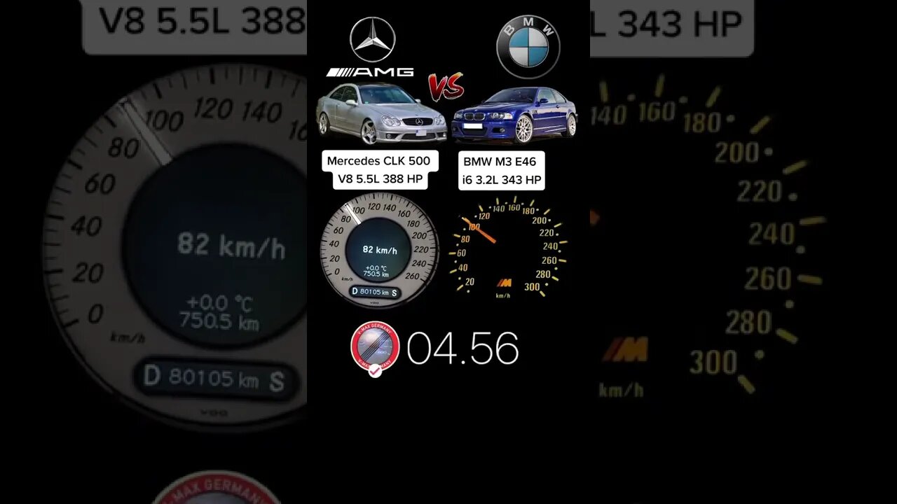 MERCEDES CLK 500 V8 VS BMW M3 E46 I6