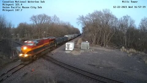 WB CN L571 Manifest with KCS 5006 Leading at Mills Tower on December 22, 2021 #Steel Highway#