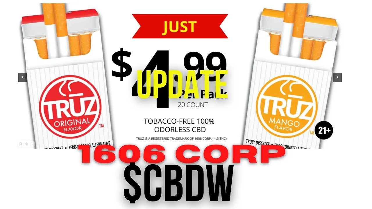 CBDW OTC Ticker Symbol of 1606 Corp. TruZRO Hemp Update