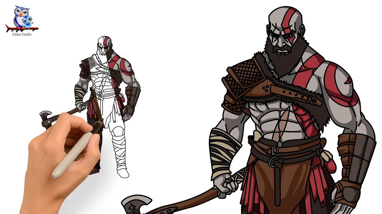 How to Draw God of War Ragnarok Kratos - Norse Saga Step by Step