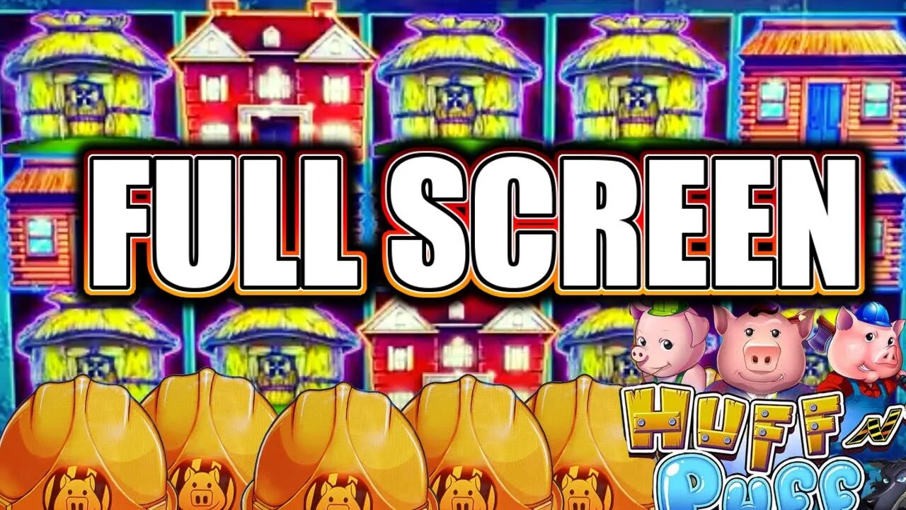 FULL SCREEN HUFF N PUFF JACKPOT BONUS 🐷 $50 High Limit Spins!