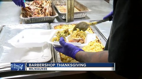 Local barbers cook Thanksgiving meal for 250 people in need