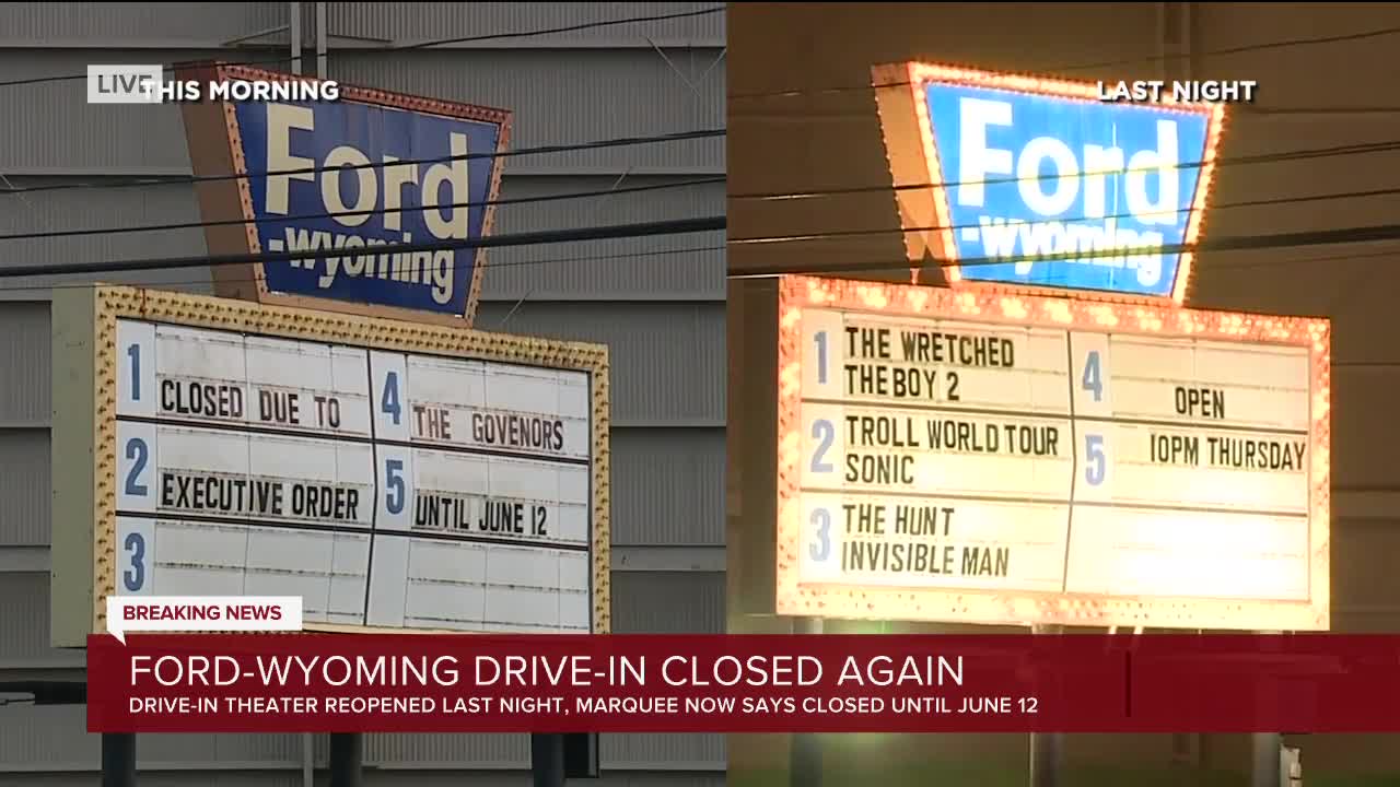 Ford-Wyoming drive-in closed again