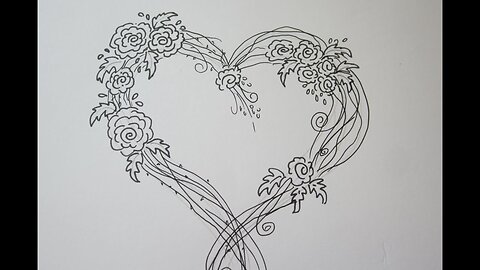 Amazing Easy Rose Drawing With A Heart - Drawing Tutorial