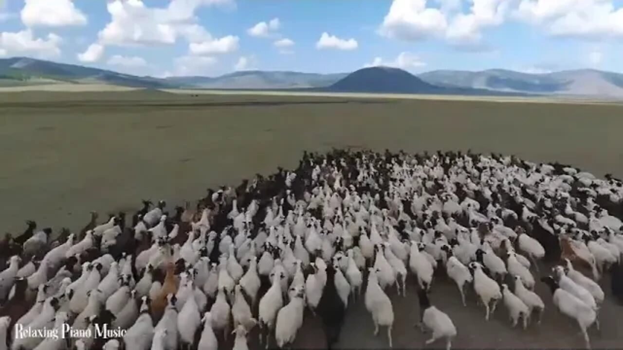 FLYING OVER MONGOLIA 4K UHD Relaxing Music Along With Beautiful Nature Video