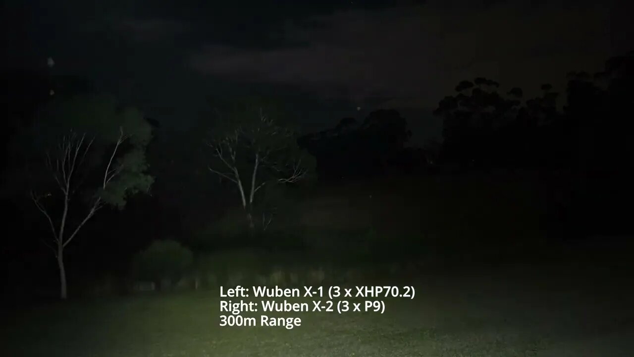 Flashlight Comparison Beamshots: Wuben X0 vs X1 vs X2