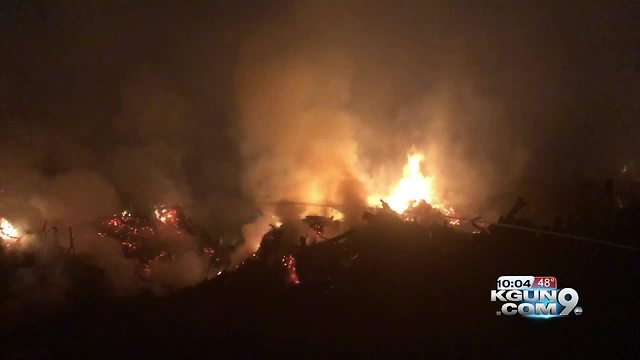 Mulching machine fire spreads to green waste landfill, heavy smoke